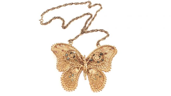 Sascha Brastoff butterfly lady necklace