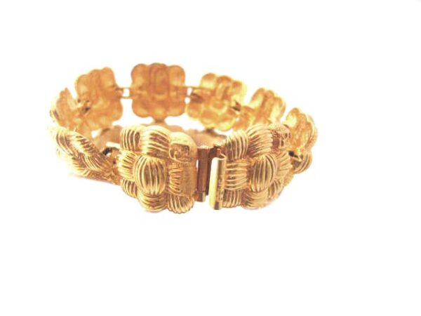 fendi gold plated basket weave design bracelet