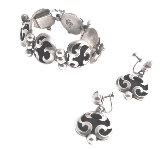 Ana Maria Nunez de Brilanti Mexican sterling silver bracelet & earrings