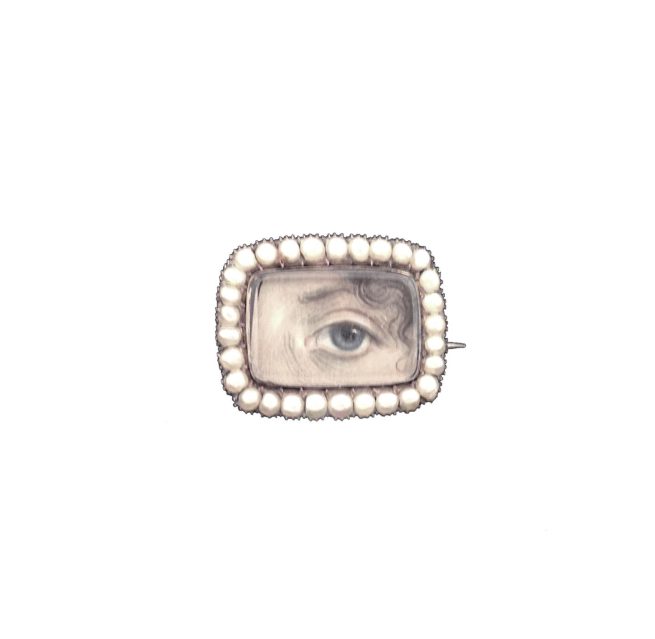 Georgian lovers eye pearl brooch pin