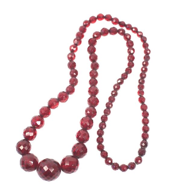 vintage cherry amber Bakelite bead necklace