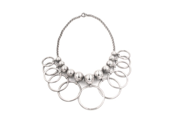 vintage Joseff Hollywood metal multi balls & rings necklace