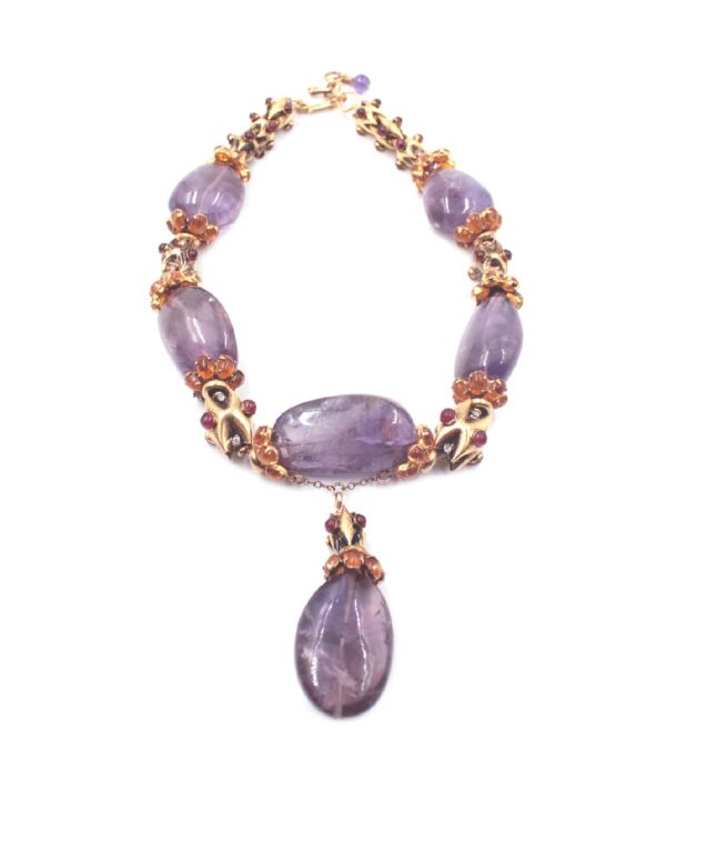 vintage Iradj Moini amethyst & gemstone pendant necklace