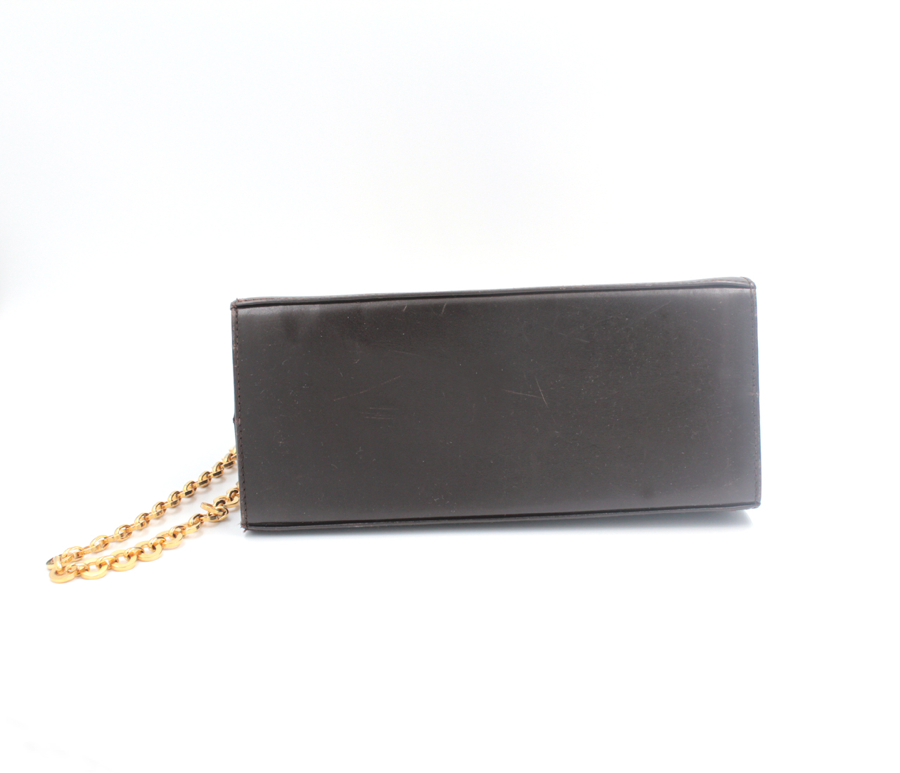 SALVATORE FERRAGAMO Black Leather Vintage Gancini Chain Shoulder Bag