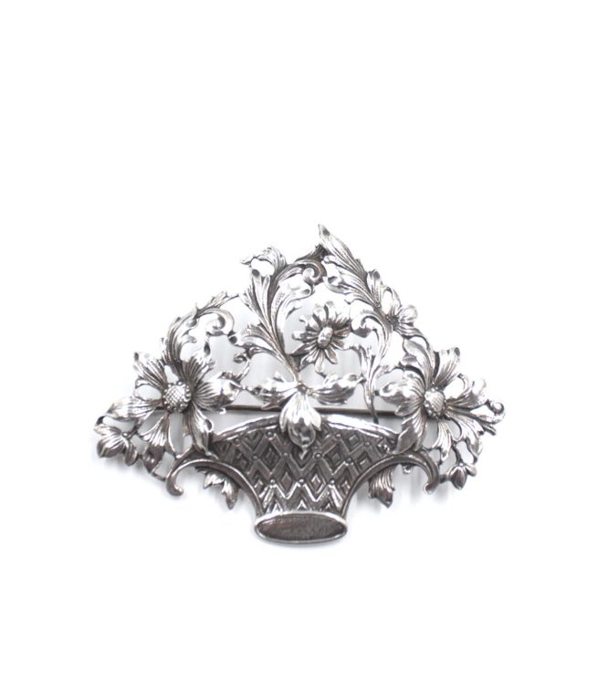 Guglielmo Cini sterling silver flower basket brooch vintage pin