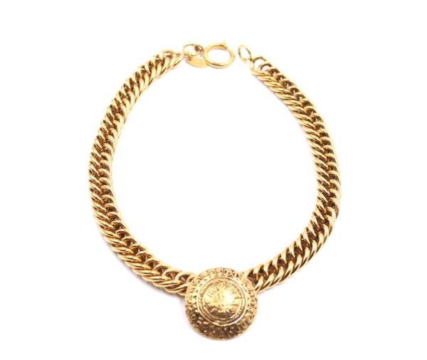 Chanel gold plated medallion vintage necklace