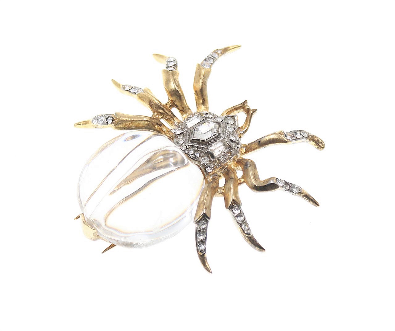 Trifari Alfred Philippe Sterling Lucite Spider 40s Brooch Vintage 