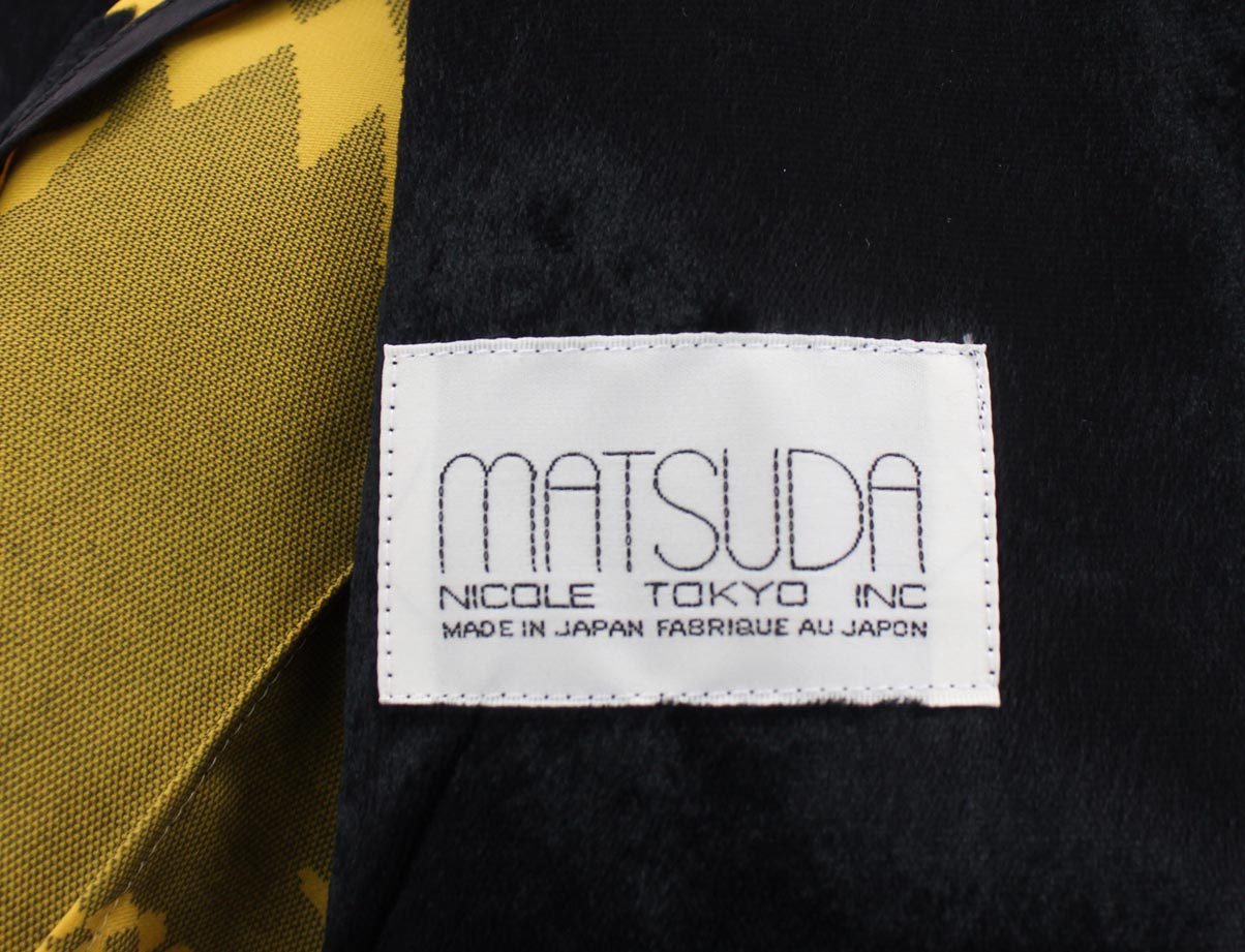 Vintage Mitsuhiro Matsuda Black Polyester Velvet 90s Yellow