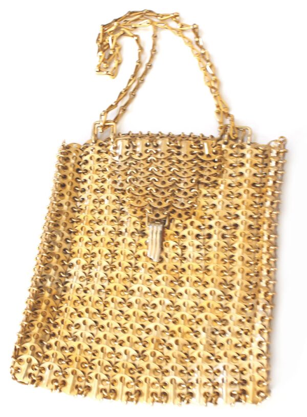 paco rabanne paris purse gold tone metal vintage bag 01