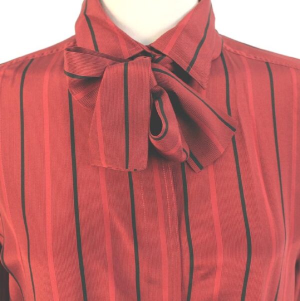 Gucci Pin Stripe Silk Bow Tie 70s Vintage Blouse - Einna Sirrod