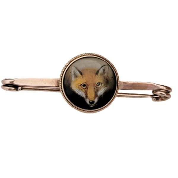 victorian w. essex minature fox face portrait brooch pin