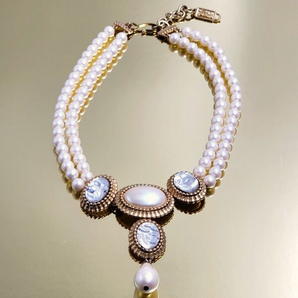 vintage ysl yves saint laurent pearl necklace