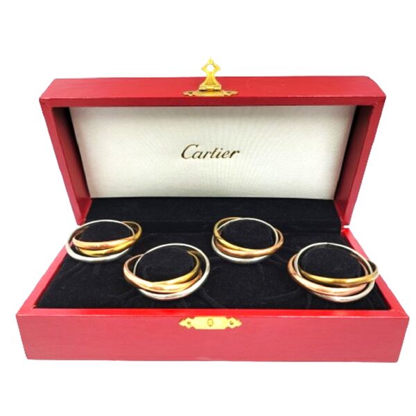 cartier trinity napkin rings vintage set of four.