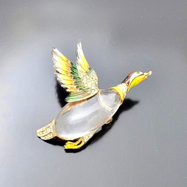 Corocraft 1944 sterling enamel mallard duck vintage jelly belly pin